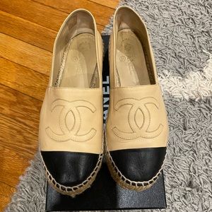 Chanel espadrilles beige/black. Size 38